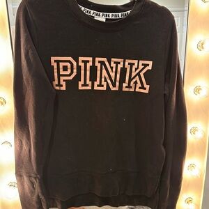 Black and rose gold pink crewneck